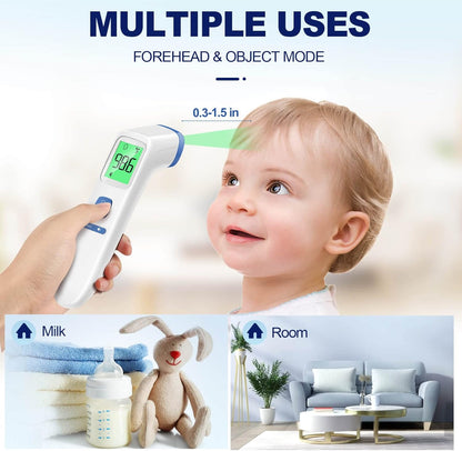 Thermometer for Adults and Kids, Digital Forehead Thermometer with Fever Alarm, Silent Mode & 35-Set Memory, Object 2 in 1 Mode
