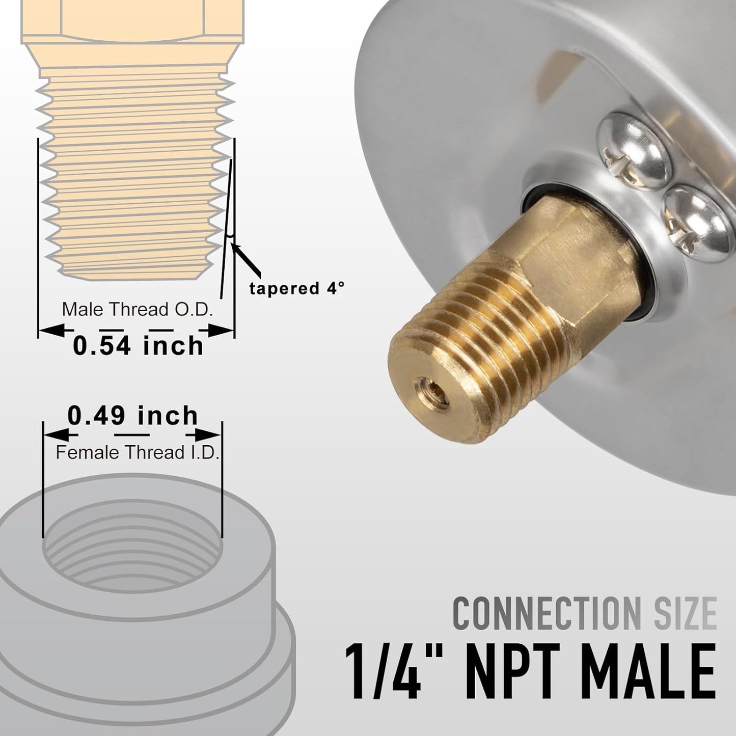 0 to 160 Psi Pressure Gauge, Glycerin Liquid Filled, 2.5 inch Dial, 1/4" NPT Back Mount, Stainless Steel Case, for Air Compressor, Well Pump, Water, RV, Tire, CO2, Pipe, Gas, Pressure Test