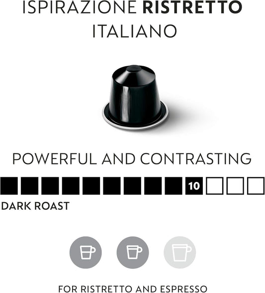 Nespresso Capsules Original Line, Ristretto Intenso, Dark Roast Coffee, 50 Count Coffee Pods