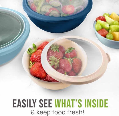Zulay Kitchen 12 Piece Plastic Mixing Bowls with Leak-Proof Lids Set - Microwave and Freezer Safe Kitchen Mixing Bowls for Preparing, Serving and Storing - Large Nesting Bowls (Twilight Ombre)