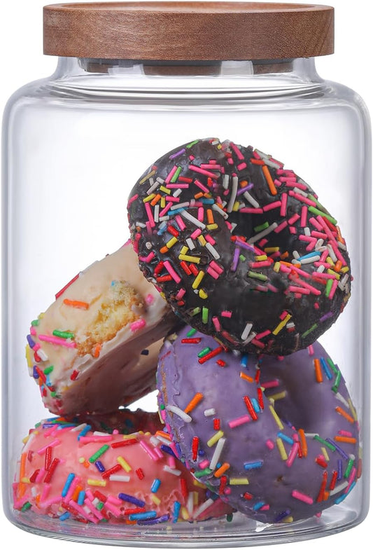 Glass Candy Jar with Lid Glass Sugar Containers Kitchen Canisters Pantry Food Storage Container for Cookies Coffee Bean Cereal Flour Cookies(40oz(1200ml)-1 pack)