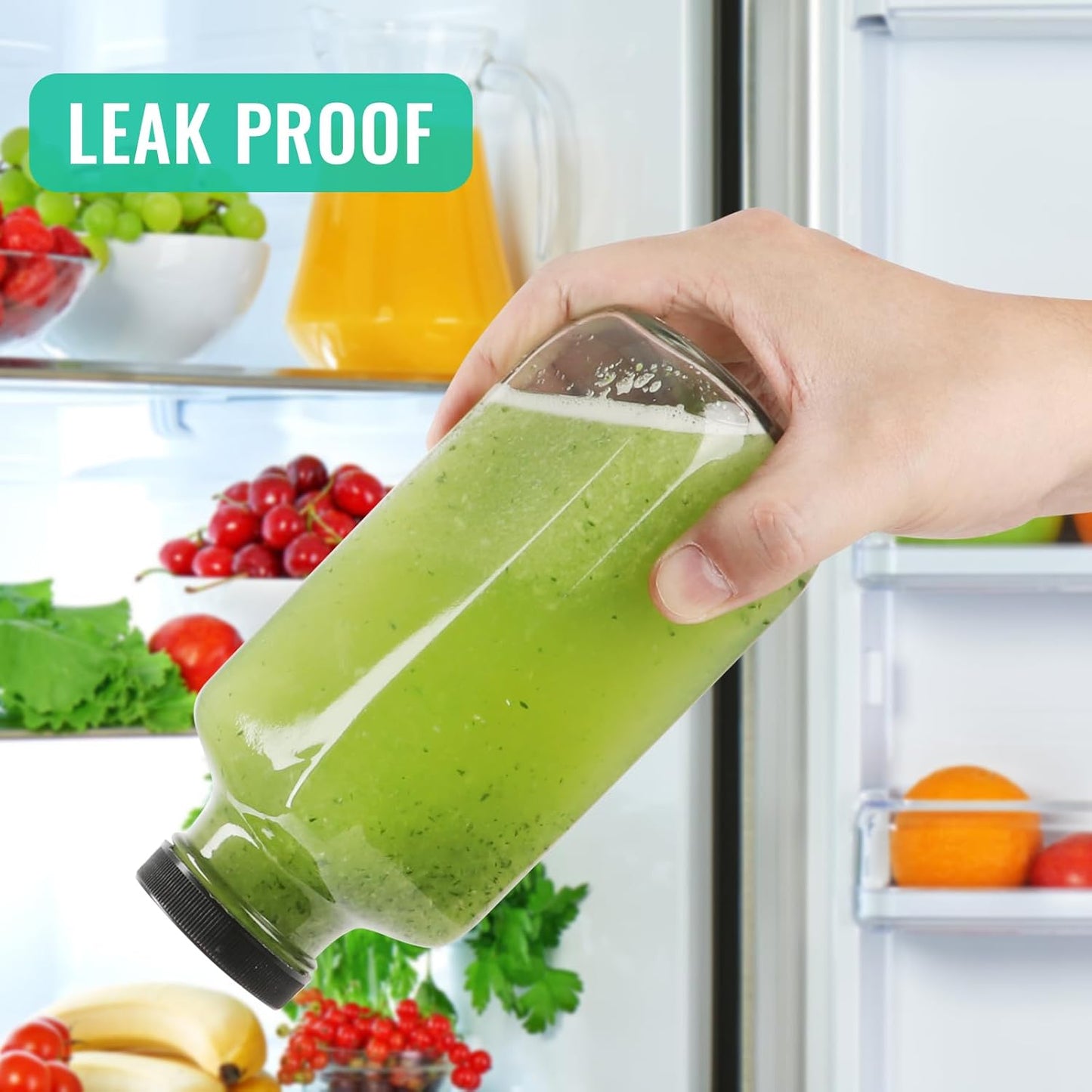 16 oz Glass Juice Bottles with Lids 3 Pack, Reusable Glass Drink Bottles,500ml Water Drinking Bottle for Milk,Juicing,Kombucha,Ginger,Beverage Glassware,Juice Drinking Jars