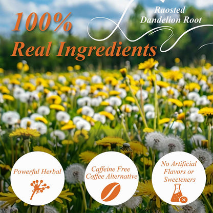 WT WEETEE Roasted Dandelion Root Tea Bags, 100 Count Dandelion Tea with Light Earthy & Roasted Aroma, Natural Caffeine Free Herbal Tea, Coffee Alternatives
