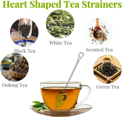RoseAuroma Set of 20 Pieces Tea Infuser Stainless Steel Long Grip Spoon Loose Tea Leaf Filter Heart Shaped Mesh Tea Strainer,Great Souvenirs Gift for Tea Lovers or Party etc.