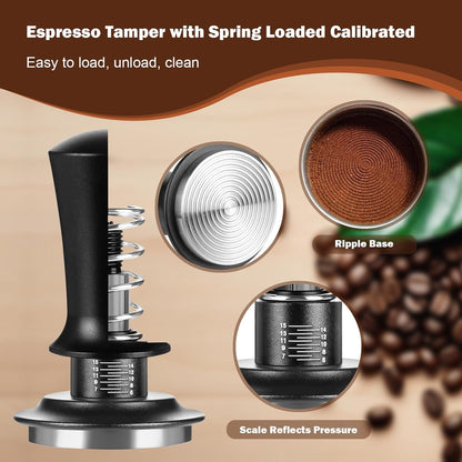 51mm Espresso Accessories Kit, Espresso Tamper with 100 Coffee Filter Papers, WDT Tool, Dosing Ring, Brush, Silicone Mat & Cleaning Cloth – Barista Tools for 51mm Portafilters & Espresso Machines