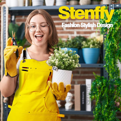 Kitchen Apron, Work Apron, Canvas, Multiple Pockets, Gardening, Painting, BBQ, Artist, Carpenter, Sizes M to XXL, Yellow