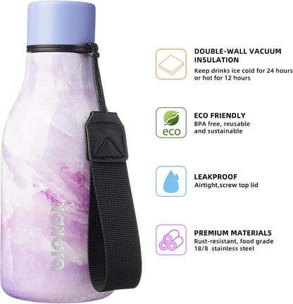 BJPKPK Insulated Water Bottles, 12oz Stainless Steel Metal Water Bottle with Strap, BPA Free Leak Proof Thermos, Mugs, Flasks, Reusable Water Bottle for Sports & Travel, Dawn