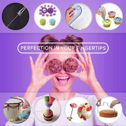 Cake Decorating Kit,137pcs Cake Decorating Supplies with Cake Turntable for Decorating,Pastry Piping Bag,Russian Piping Tips Baking Tools, Cake Baking Supplies for Beginners(Light Pink)