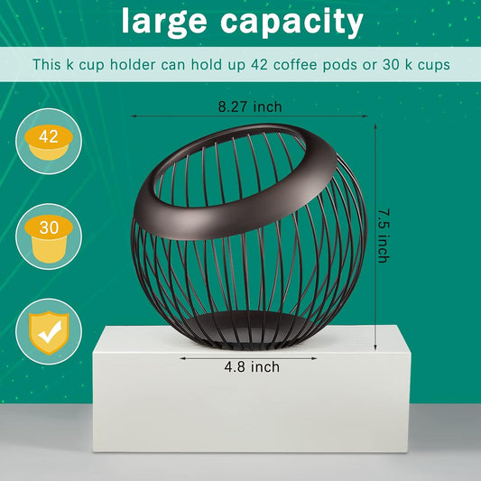 2 Pieces Coffee Pods Holder Large Capacity Coffee Pod Baskets Stainless Steel Cup Organizer Sturdy for Espresso Capsule Pot Storage Metal Wire Fruit Bowl Snack Storage(Dark Brown)