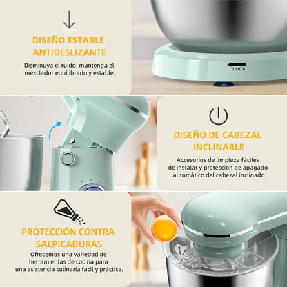 Electric Stand Mixer,10 Speeds Tilt-Head Food Mixer, 3-IN-1 Kitchen Mixer for Daily Cooks with 6 QT Bowl,Dough Hook, Beater, Whisk (Agave Green)