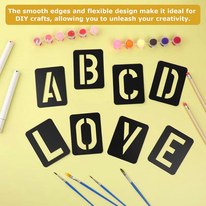 42 Pcs 3 Inch Letter Stencils,for Crafts Reusable,Letter Stencils 3 Inch,for Painting,for Painting On Wood, Wall, Fabric, Rock, Sign, DIY Art Projects