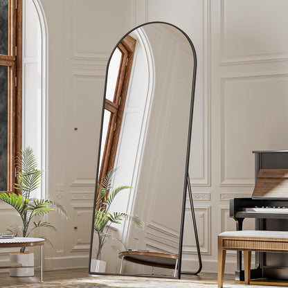 VooBang Arch Mirror Full Length, 26" x 71" Floor Mirror with Stand, Aluminum Alloy Frame Full Body Mirror, Standing Hanging or Leaning Against Wall for Bedroom and Living Room, Black