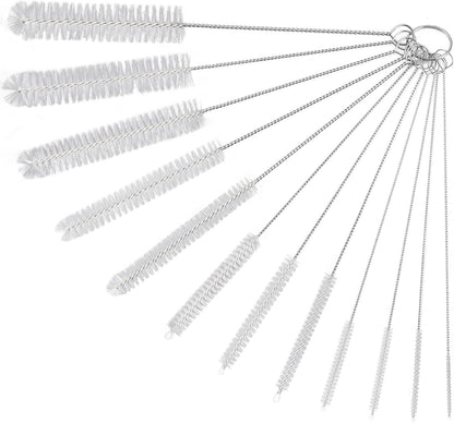 Straw Cleaner Brushes Sets, 12 Pieces 8.2 Inch Botthle Cleaning Brush and Nylon Tube Brush Brush Kit for Sippy Cup, Tumbler, Water Bottle, Drinking Straw (White)