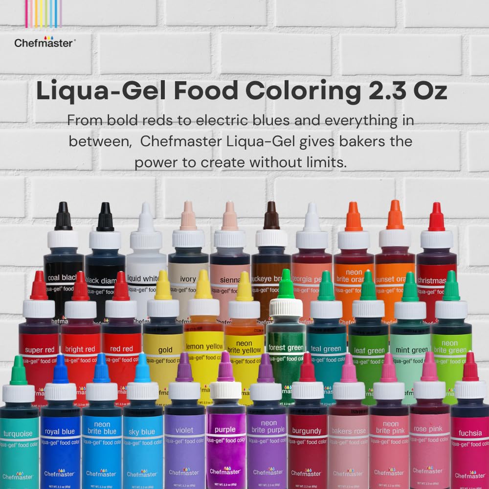 Chefmaster Buckeye Brown Liqua-Gel® Food Coloring | Vibrant Color | Professional-Grade Dye for Icing, Frosting, Fondant | Baking & Decorating | Fade-Resistant | Easy-to-Use | Made in USA | 2.3 oz