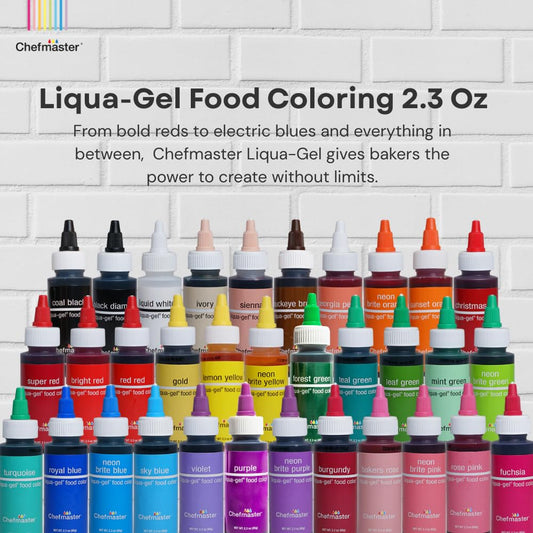 Chefmaster Fuschsia Liqua-Gel® Food Coloring | Vibrant Color | Professional-Grade Dye for Icing, Frosting, Fondant | Baking & Decorating | Fade-Resistant | Easy-to-Use | Made in USA | 2.3 oz