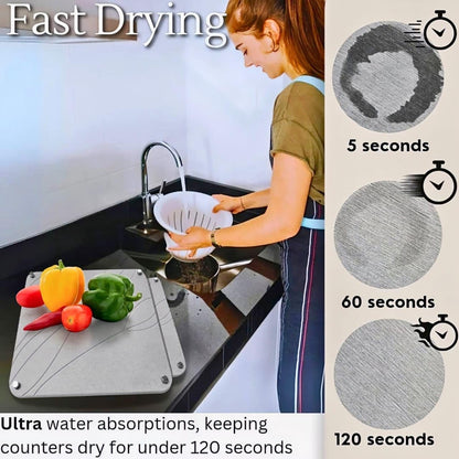 2 PCs Nesting Stone Drying Mat for Kitchen Counter - Fast Drying Mat - Diatomaceous Earth Dish Drying Mat with Non-Slip Feet - Heat Resistant Stone Drying Mat - Stone Dish Drying Mat for Kitchen