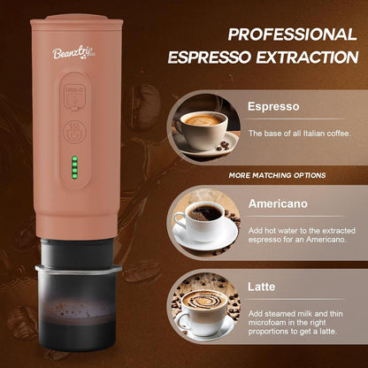 Portable Espresso Maker with Self-Heating, 2-in-1 Coffee Machine with Ground Coffee & NS Capsule, Khaki 7800mAh Espresso Machine for Travel, Outdoorlife, OfficeLife, BusinessTrip