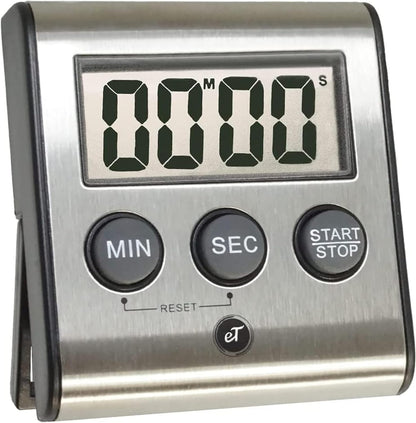 Elegant Digital Kitchen Timer - Stainless Steel Model eT-23, Super Strong Magnetic Back, Loud Alarm, Large Display, Auto Memory, Auto Shut-Off (12-Pack eT-23)