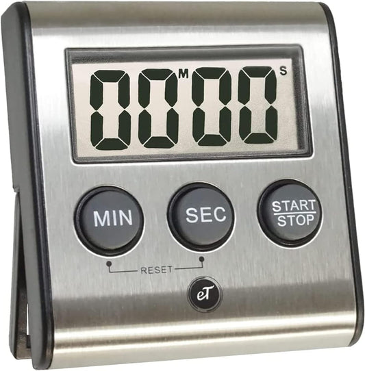Elegant Digital Kitchen Timer - Stainless Steel Model eT-23, Super Strong Magnetic Back, Loud Alarm, Large Display, Auto Memory, Auto Shut-Off (12-Pack eT-23)