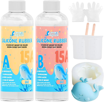 Silicone Mold Making Kit,16OZ Platinum Liquid Silicone Rubber for Mold Maker,15A Mix Ratio 1:1 Mold Making Kit, Ideal for Casting 3D Resin Molds