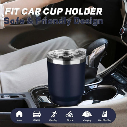 30 oz Tumbler with Lids and Straws, Stainless Steel Insulated Coffee Tumbler, Double Wall Vacuum Insulated Travel Mug Cup, Leakproof Thermal Coffee Cup for Hot and Cold Drinks (Navy Blue)