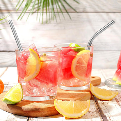 [10 Pcs] 6 Inch Metal Drinking Straws - 0.24" Diameter 304 Stainless Steel Straw for Cocktail Coffee Margaret, 5 Bent 5 Straight Reusable Short Straws for Kitchen,Home Bar,Party