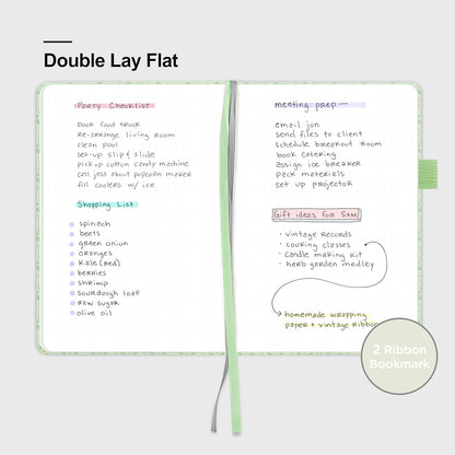 &And Per Se Dotted Journal Notebook for Women&Men with Pattern, A5 Leather Hardcover, 160 Pages 100GSM Thick Dotted Paper, 3 Sheets of Stickers Included(Light Green)