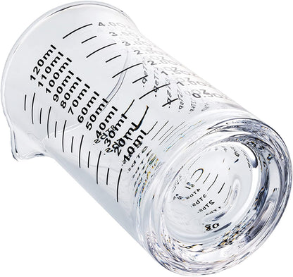 Ackers 4 Oz Glass Measuring Cup,Borosilicate Shot Glass with V-Shaped Spout-Black Line