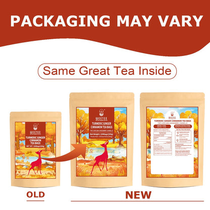 WT WEETEE Turmeric Ginger Cinnamon Tea Bags, Warm & Spicy Turmeric Ginger Herbal Blend Tea, Rich in Antioxidant, Natural Ingredients, Caffeine-free