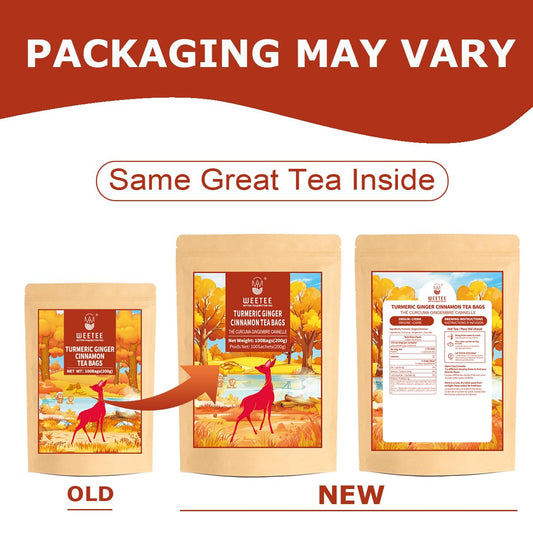 WT WEETEE Turmeric Ginger Cinnamon Tea Bags, Warm & Spicy Turmeric Ginger Herbal Blend Tea, Rich in Antioxidant, Natural Ingredients, Caffeine-free