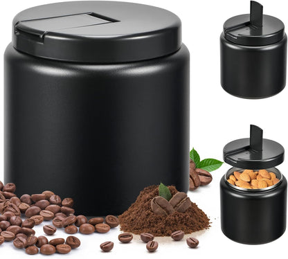 Coffee Canister, Premium Large Stainless Steel Insulated Vacuum Coffee Bean Storage Container Travel Jar, Kitchen Food Airtight Coffee Grounds Container for Tea, Sugar, Flour (26oz-Black)