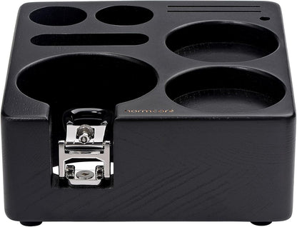 Normcore Espresso Tamping Station, Genuine American Black Ashwood, Coffee Tamper, Distributor, WDT, Puck Screen, Portafilter Holder Stand, Solid Black Ashwood for 58mm Espresso Machine Accessories