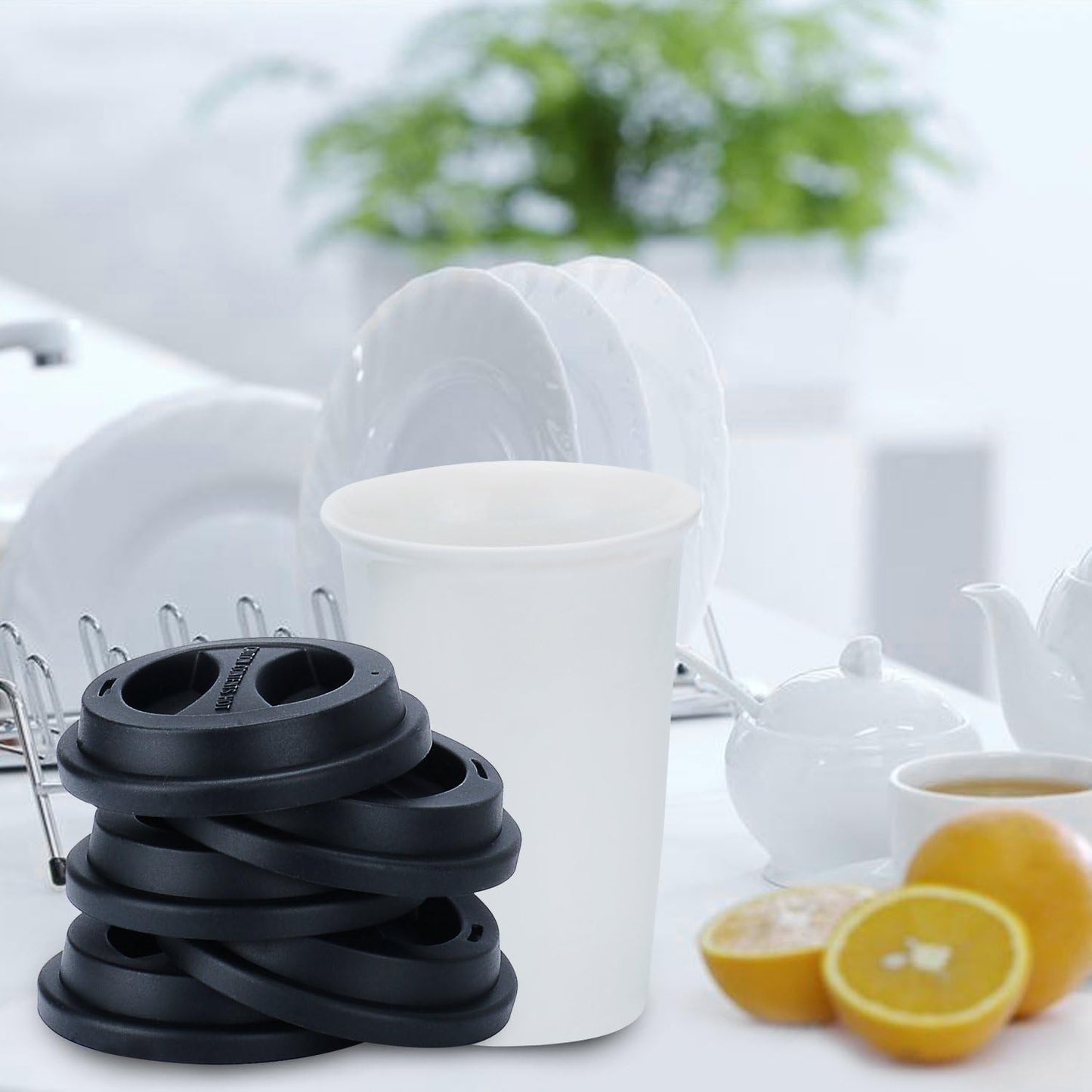 Coffee Mug Lid(3.15"Inner Diameter,3.43"Outer Diameter), KSENDALO Thick Eco Reusable Silicone Travel Mug Lids, Silicone Cup Cover, black（1pc)