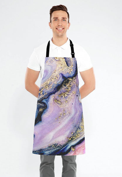 Marble Apron, Colorful Natural Luxury Gouache Landscape Unisex Kitchen Bib with Adjustable Neck for Cooking Gardening,Adult Size