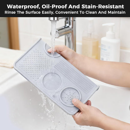 Food Grade Silicone Espresso Tamping Mat for Counter – Multi-Slot Coffee Tamper Mat for Barista Espresso Machine Accessories – Waterproof Neat Tamp Station Coffee Bar Mat for Countertop Gray