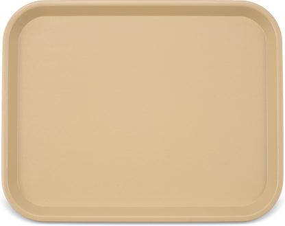 Carlisle FoodService Products Fast Food Cafeteria Tray 14" x 18", Durable Polypropylene with Slip-Resistant Surface, Stackable for Cafes and Schools, BPA-Free, Beige