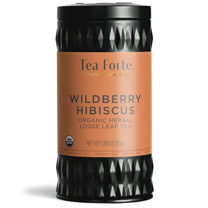 Tea Forte Wildberry Hibiscus Premium Organic Loose Leaf Caffeine-Free Herbal Tea Blend Canister, Makes 35-50 Cups