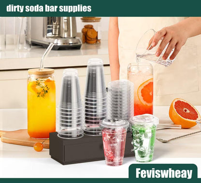 Coffee Bar Organizer, 2-Tier Syrup Rack with Coffee Drawer, Suitable for Dirty Soda Bar Supplies & Holding Torani Bottles, Wine Glasses, Space-Saving for Small Kitchens,Apartments,Dorms