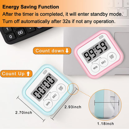 Timer, Kitchen Timers for Cooking Classroom Timer for Kids Teachers Magnetic Digital Timers 2 Pack, Pink