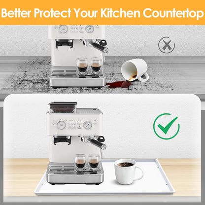 TOHONFOO Silicone Coffee Maker Mat with Lip, 19.7'' x 15'' Heavy Duty Coffee Maker Mat for Countertops, Coffee Tray Fit Under Coffee Machine Appliance Automatic Machines Espresso Accessory, White