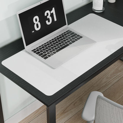 Pure White Plastic Table Cover Protector, 24" x 48" Waterproof Easy Flat PVC Desk Pad Mat, 1.5mm Thick Rectangle Vinyl Table Top Protector for Dining Room Table, Office, Dresser