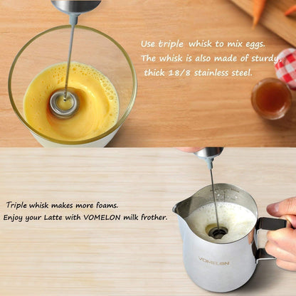 Micro Rechargeable Foamer| Handheld Battery Operated Milk Frother for Coffee| Travel Drink Mixer with Patent 2 Stainless Steel Whisk Heads| Keto Coffee, Latte, Cappuccino, Hot Chocolate| Silver