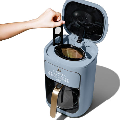 Beautiful Coffee Maker, 14-Cup, Touch Display, Programmable, 1200W, Stainless Steel, Keep Warm, 24h Timer dishwasher-safe (Cornflower Blue)