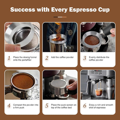 51mm Espresso Accessories Kit, Espresso Tamper with 100 Coffee Filter Papers, WDT Tool, Dosing Ring, Brush, Silicone Mat & Cleaning Cloth – Barista Tools for 51mm Portafilters & Espresso Machines
