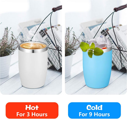 VEGOND Stainless Steel 12 oz Tumblers bulk Vacuum Insulated Double Wall Travel Tumbler with Lid and Straw Reusable Tumbler,White 6 pack