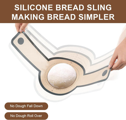 3 PCS Silicone Bread Sling for Dutch Oven Liners, Non Stick & Easy to Clean Silicone Bread Baking Mat with Extra Long Handles, Reusable Round Silicone Baking Mats to Transfer Sourdough Bread