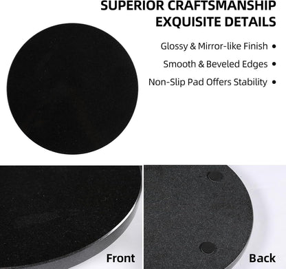 Koville African Natural Marble Cutting Board for Kitchen, 11inch Round Hand Crafted Marble Slab for Cheese, Charcuterie, Pastry Board - Wedding Gift, House Warming Gift(Zimbabwe Black)