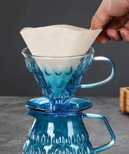 Glass Coffee Dripper, Pour Over Coffee Maker, Reusable Coffee Filter Cup, Slow Brewing Accessories for Home, Cafe, Restaurants(V02,1-4Cups) (Green)