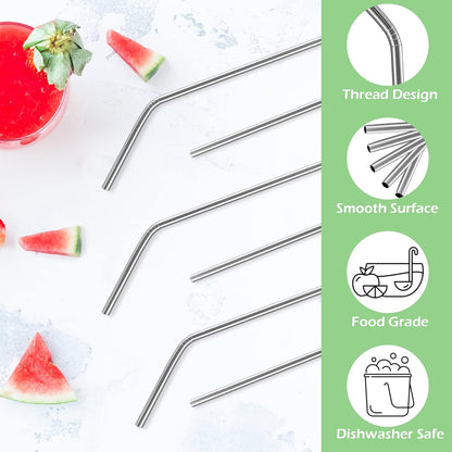Acerich 6 Pcs Stainless Steel Straws, Reusable Metal Straws for 30 oz & 20 oz Tumblers Cups Mugs Cold Beverage, Free Cleaning Brush Included