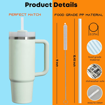 ALINK Clear Replacement Straws for Stanley 30 oz Tumbler, DISHWASHER SAFE, 6 Pack Reusable Plastic Straws Compatible with 30oz Stanley Adventure Quencher Cups, Plus Brush